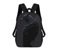 sinyumoney Sac À Dos Scolaire Imprimé En 3D Pour Enfants Black Raven Sacs À Livres, Sacs De Voyage Scolaires Grande Capacité Pour Enfants/étudiants/adultes 17inch