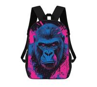 sinyumoney Sac À Dos Scolaire Imprimé En 3D Pour Enfants Blue Gorilla with Pink Splatter Art Sacs À Livres, Sacs De Voyage Scolaires Grande Capacité Pour Enfants/étudiants/adultes 17inch