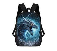 sinyumoney Sac À Dos Scolaire Imprimé En 3D Pour Enfants Blue Ice Dragon Fantasy Artwork, Sac À Dos De Voyage Haute Capacité Pour Enfants, Sac À Livres, Sac D'école 17inch