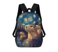 sinyumoney Sac À Dos Scolaire Imprimé En 3D Pour Enfants Capybara Under Starry Night Grande Capacité, Sac De Voyage, Sac À Dos Tendance Pour Enfants, Sac À Dos Décontracté 17inch