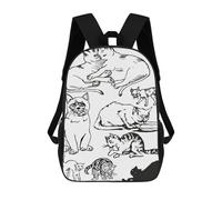 sinyumoney Sac À Dos Scolaire Imprimé En 3D Pour Enfants Cat Lovers in Minimalist, Sac À Dos De Voyage Haute Capacité Pour Enfants, Sac À Livres, Sac D'école 17inch