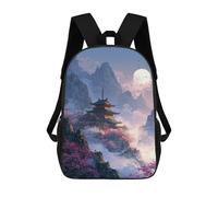 sinyumoney Sac À Dos Scolaire Imprimé En 3D Pour Enfants Cherry Blossom Pagoda Moonlit Landscape -1, Sac À Dos De Voyage Haute Capacité Pour Enfants, Sac À Livres, Sac D'école 17inch
