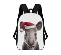 sinyumoney Sac À Dos Scolaire Imprimé En 3D Pour Enfants Christmas Tapir Wearing A Santa Hat Sacs À Livres, Sacs De Voyage Scolaires Grande Capacité Pour Enfants/étudiants/adultes 17inch