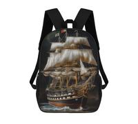 sinyumoney Sac À Dos Scolaire Imprimé En 3D Pour Enfants Classic Model Ship Grande Capacité, Sac De Voyage, Sac À Dos Tendance Pour Enfants, Sac À Dos Décontracté 17inch