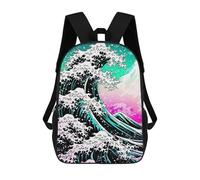 sinyumoney Sac À Dos Scolaire Imprimé En 3D Pour Enfants Classic Wave Reborn Sacs À Livres, Sacs De Voyage Scolaires Grande Capacité Pour Enfants/étudiants/adultes 17inch