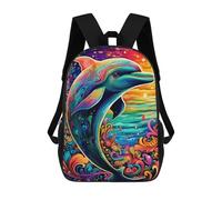 sinyumoney Sac À Dos Scolaire Imprimé En 3D Pour Enfants Colorful Dolphin Sunset, Sac À Dos De Voyage Haute Capacité Pour Enfants, Sac À Livres, Sac D'école 17inch