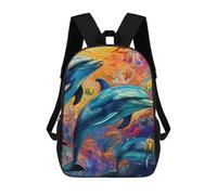 sinyumoney Sac À Dos Scolaire Imprimé En 3D Pour Enfants Colorful Dolphins Underwater-4, Sac À Dos De Voyage Haute Capacité Pour Enfants, Sac À Livres, Sac D'école 17inch