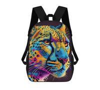 sinyumoney Sac À Dos Scolaire Imprimé En 3D Pour Enfants Colorful Leopard Portrait-8, Sac À Dos De Voyage Haute Capacité Pour Enfants, Sac À Livres, Sac D'école 17inch