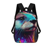 sinyumoney Sac À Dos Scolaire Imprimé En 3D Pour Enfants Colorful Otter Portrait-2, Sac À Dos De Voyage Haute Capacité Pour Enfants, Sac À Livres, Sac D'école 17inch