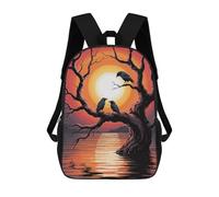 sinyumoney Sac À Dos Scolaire Imprimé En 3D Pour Enfants Crows on A Tree at Sunset Sac À Dos Scolaire Pour Enfants, Sac De Voyage, Sac À Livres Tendance, Grand Sac À Dos De Grande Capacité 17inch