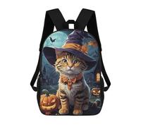 sinyumoney Sac À Dos Scolaire Imprimé En 3D Pour Enfants Cute Cat Halloween Sac À Dos Scolaire Pour Enfants, Sac De Voyage, Sac À Livres Tendance, Grand Sac À Dos De Grande Capacité 17inch