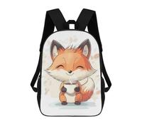 sinyumoney Sac À Dos Scolaire Imprimé En 3D Pour Enfants Cute Fox with Coffee Sac À Dos Scolaire Pour Enfants, Sac De Voyage, Sac À Livres Tendance, Grand Sac À Dos De Grande Capacité 17inch