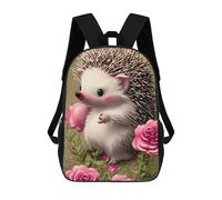 sinyumoney Sac À Dos Scolaire Imprimé En 3D Pour Enfants Cute Hedgehog with Pink Roses, Sac À Dos De Voyage Haute Capacité Pour Enfants, Sac À Livres, Sac D'école 17inch