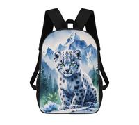 sinyumoney Sac À Dos Scolaire Imprimé En 3D Pour Enfants Cute Snow Leopard Cub in Mountains Watercolor Sacs À Livres, Sacs De Voyage Scolaires Grande Capacité Pour Enfants/étudiants/adultes 17inch