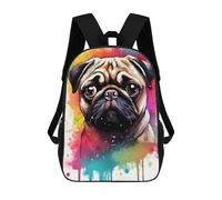 sinyumoney Sac À Dos Scolaire Imprimé En 3D Pour Enfants Cute Watercolor Pug Dog, Grande Capacité, Idéal Pour Les Voyages, Tendance Et Décontracté 17inch