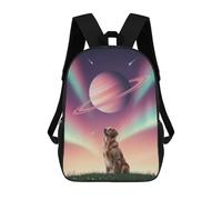 sinyumoney Sac À Dos Scolaire Imprimé En 3D Pour Enfants Dog Gazing at Saturn in Space, Grande Capacité, Idéal Pour Les Voyages, Tendance Et Décontracté 17inch