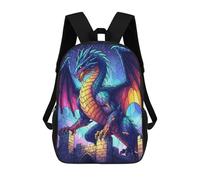 sinyumoney Sac À Dos Scolaire Imprimé En 3D Pour Enfants Dragon on Castle at Night, Grande Capacité, Idéal Pour Les Voyages, Tendance Et Décontracté 17inch