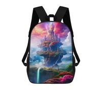 sinyumoney Sac À Dos Scolaire Imprimé En 3D Pour Enfants Fantasy Castle in The Sky -5, Sac À Dos De Voyage Haute Capacité Pour Enfants, Sac À Livres, Sac D'école 17inch