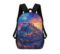 sinyumoney Sac À Dos Scolaire Imprimé En 3D Pour Enfants Fantasy Castle Sunset Landscape, Sac À Dos De Voyage Haute Capacité Pour Enfants, Sac À Livres, Sac D'école 17inch