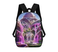 sinyumoney Sac À Dos Scolaire Imprimé En 3D Pour Enfants Fantasy Garden Architecture, Sac À Dos De Voyage Haute Capacité Pour Enfants, Sac À Livres, Sac D'école 17inch