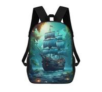 sinyumoney Sac À Dos Scolaire Imprimé En 3D Pour Enfants Fantasy Pirate Ship Sac À Dos Scolaire Pour Enfants, Sac De Voyage, Sac À Livres Tendance, Grand Sac À Dos De Grande Capacité 17inch