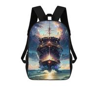 sinyumoney Sac À Dos Scolaire Imprimé En 3D Pour Enfants Fantasy Ship in Cosmic Seascape, Sac À Dos De Voyage Haute Capacité Pour Enfants, Sac À Livres, Sac D'école 17inch