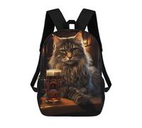 sinyumoney Sac À Dos Scolaire Imprimé En 3D Pour Enfants Fat Cat Beer Pub Bar Drink Sacs À Livres, Sacs De Voyage Scolaires Grande Capacité Pour Enfants/étudiants/adultes 17inch