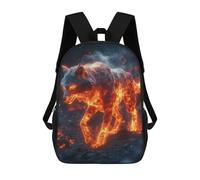 sinyumoney Sac À Dos Scolaire Imprimé En 3D Pour Enfants Fiery Wolf, Grande Capacité, Idéal Pour Les Voyages, Tendance Et Décontracté 17inch