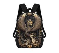 sinyumoney Sac À Dos Scolaire Imprimé En 3D Pour Enfants Fire Phoenix Golden Art, Sac À Dos De Voyage Haute Capacité Pour Enfants, Sac À Livres, Sac D'école 17inch