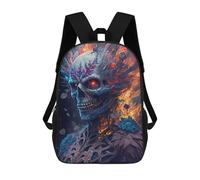 sinyumoney Sac À Dos Scolaire Imprimé En 3D Pour Enfants Flaming Skull Artwork -1, Sac À Dos De Voyage Haute Capacité Pour Enfants, Sac À Livres, Sac D'école 17inch