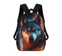 sinyumoney Sac À Dos Scolaire Imprimé En 3D Pour Enfants Flaming Wolf Art Print-5, Sac À Dos De Voyage Haute Capacité Pour Enfants, Sac À Livres, Sac D'école 17inch