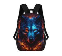 sinyumoney Sac À Dos Scolaire Imprimé En 3D Pour Enfants Flaming Wolf Artwork -5, Sac À Dos De Voyage Haute Capacité Pour Enfants, Sac À Livres, Sac D'école 17inch