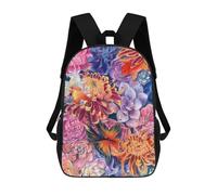 sinyumoney Sac À Dos Scolaire Imprimé En 3D Pour Enfants Floral Harmony with Fish, Sac À Dos De Voyage Haute Capacité Pour Enfants, Sac À Livres, Sac D'école 17inch