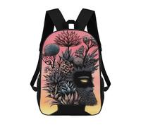 sinyumoney Sac À Dos Scolaire Imprimé En 3D Pour Enfants Floral Head Profile Illustration Sacs À Livres, Sacs De Voyage Scolaires Grande Capacité Pour Enfants/étudiants/adultes 17inch