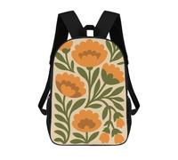 sinyumoney Sac À Dos Scolaire Imprimé En 3D Pour Enfants Floral Pattern with Orange Flowers Sacs À Livres, Sacs De Voyage Scolaires Grande Capacité Pour Enfants/étudiants/adultes 17inch