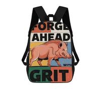 sinyumoney Sac À Dos Scolaire Imprimé En 3D Pour Enfants Forge Ahead With Grit Wild Boar Illustration, Grande Capacité, Idéal Pour Les Voyages, Tendance Et Décontracté 17inch