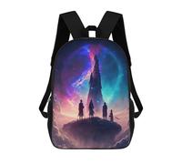 sinyumoney Sac À Dos Scolaire Imprimé En 3D Pour Enfants Four Figures Gazing at Cosmic Tower Sacs À Livres, Sacs De Voyage Scolaires Grande Capacité Pour Enfants/étudiants/adultes 17inch
