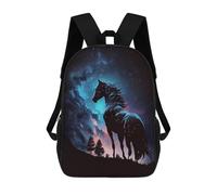 sinyumoney Sac À Dos Scolaire Imprimé En 3D Pour Enfants Galactic Horse Silhouette, Sac À Dos De Voyage Haute Capacité Pour Enfants, Sac À Livres, Sac D'école 17inch