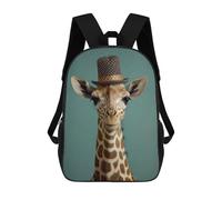 sinyumoney Sac À Dos Scolaire Imprimé En 3D Pour Enfants Giraffe Animal Hat Grande Capacité, Sac De Voyage, Sac À Dos Tendance Pour Enfants, Sac À Dos Décontracté 17inch