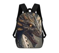 sinyumoney Sac À Dos Scolaire Imprimé En 3D Pour Enfants Golden Dragon Head Statue, Sac À Dos De Voyage Haute Capacité Pour Enfants, Sac À Livres, Sac D'école 17inch