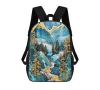 sinyumoney Sac À Dos Scolaire Imprimé En 3D Pour Enfants Golden Mountain Stream Art Sacs À Livres, Sacs De Voyage Scolaires Grande Capacité Pour Enfants/étudiants/adultes 17inch