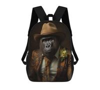 sinyumoney Sac À Dos Scolaire Imprimé En 3D Pour Enfants Gorilla in Boho Suit, Grande Capacité, Idéal Pour Les Voyages, Tendance Et Décontracté 17inch