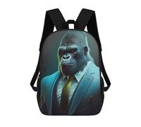 sinyumoney Sac À Dos Scolaire Imprimé En 3D Pour Enfants Gorilla in Suit Artwork Sac À Dos Scolaire Pour Enfants, Sac De Voyage, Sac À Livres Tendance, Grand Sac À Dos De Grande Capacité 17inch