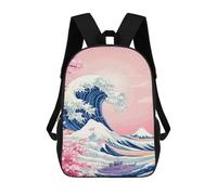 sinyumoney Sac À Dos Scolaire Imprimé En 3D Pour Enfants Great Wave Cherry Blossoms, Grande Capacité, Idéal Pour Les Voyages, Tendance Et Décontracté 17inch
