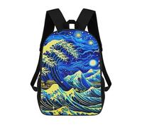 sinyumoney Sac À Dos Scolaire Imprimé En 3D Pour Enfants Great Wave Japan, Grande Capacité, Idéal Pour Les Voyages, Tendance Et Décontracté 17inch
