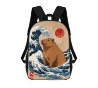 sinyumoney Sac À Dos Scolaire Imprimé En 3D Pour Enfants Great Wave Of Capybara Sacs À Livres, Sacs De Voyage Scolaires Grande Capacité Pour Enfants/étudiants/adultes 17inch