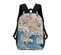 sinyumoney Sac À Dos Scolaire Imprimé En 3D Pour Enfants Great Wave Off Kanagawa, Grande Capacité, Idéal Pour Les Voyages, Tendance Et Décontracté 17inch