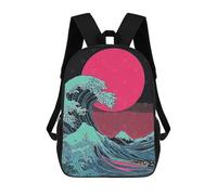 sinyumoney Sac À Dos Scolaire Imprimé En 3D Pour Enfants Great Wave, Red Sun, Grande Capacité, Idéal Pour Les Voyages, Tendance Et Décontracté 17inch