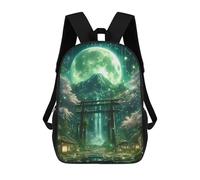 sinyumoney Sac À Dos Scolaire Imprimé En 3D Pour Enfants Green Mystic Torii Gate, Grande Capacité, Idéal Pour Les Voyages, Tendance Et Décontracté 17inch