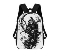 sinyumoney Sac À Dos Scolaire Imprimé En 3D Pour Enfants Grim Reaper with Scythe And Roses, Grande Capacité, Idéal Pour Les Voyages, Tendance Et Décontracté 17inch